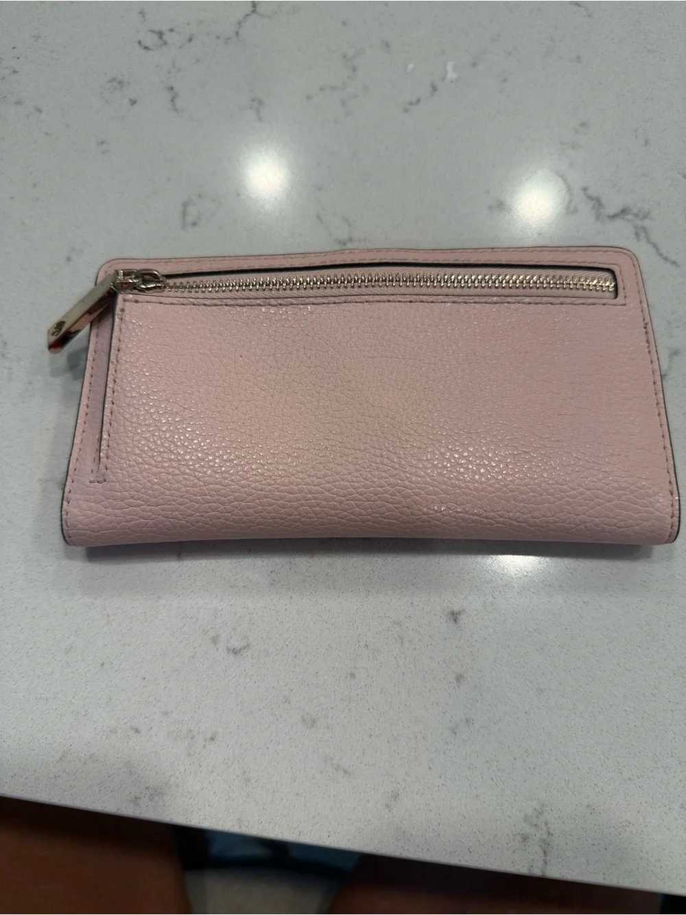 kate spade Soft Pink Pebbled Leather Zip Wallet